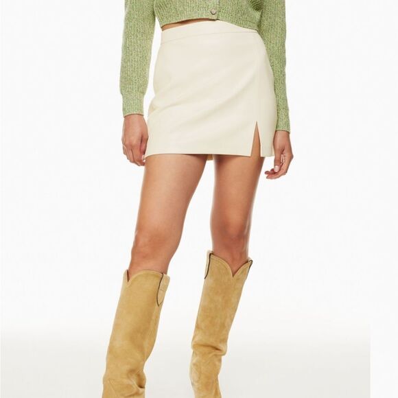 Aritzia Dresses & Skirts - NWT Aritzia Wilfred Tempest / Patio Vegan Leather Mini Skirt in Birch